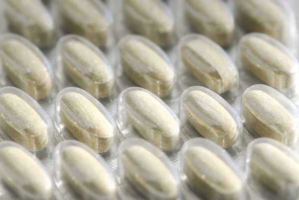 Gyógynövény Tabletták Hátterét Zár Megjelöl — Stock Fotó