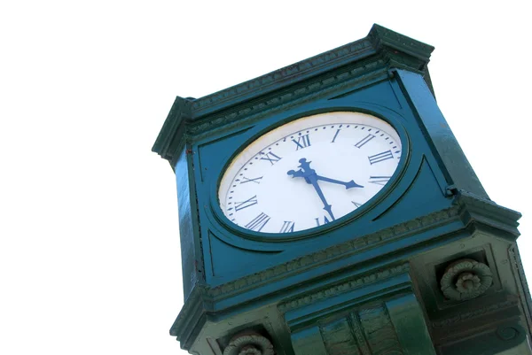 Velho Relógio Público Isolado Fundo Branco — Fotografia de Stock