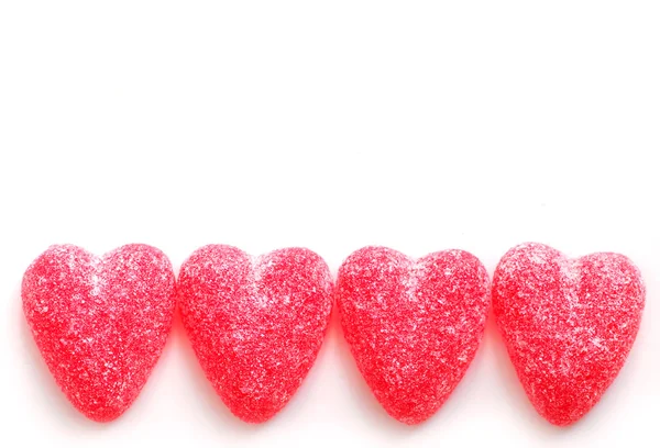 Sugar Candy Hjärtans Hjärtan Isolerad Vit Bakgrund — Stockfoto