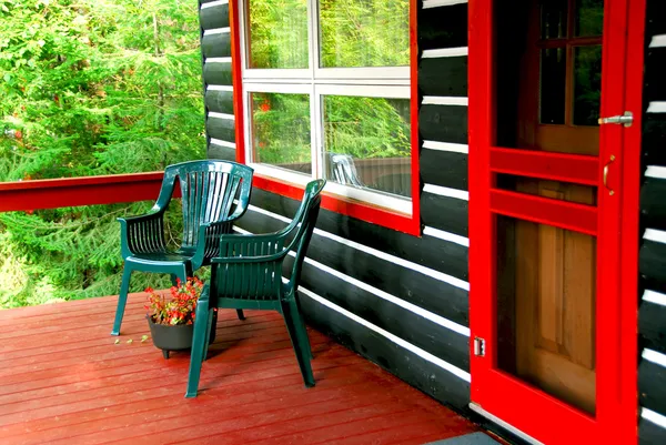 Log cabin deck — Stock Photo, Image