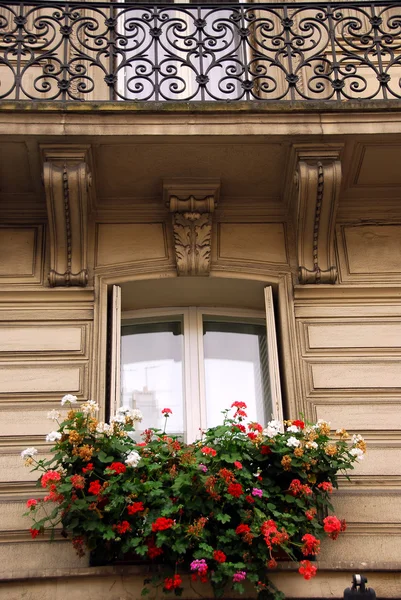 Pencere Balkon Eski Apartmanlarda Paris Fransa — Stok fotoğraf