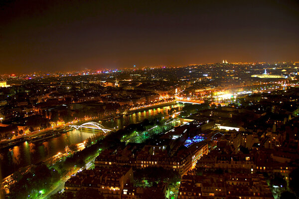 View of Paris from Eiffel tower at night