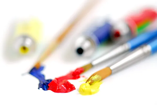 Primaire kleuren penseel — Stockfoto