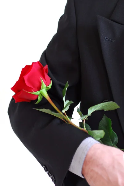 Człowiek czerwona róża — Zdjęcie stockowe