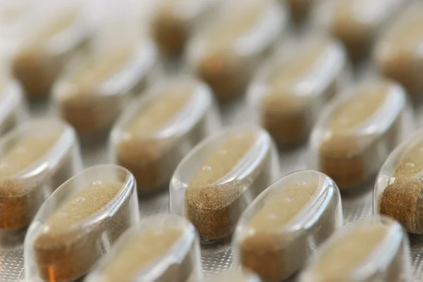 Gyógynövény Tabletták Csomag Közelről — Stock Fotó