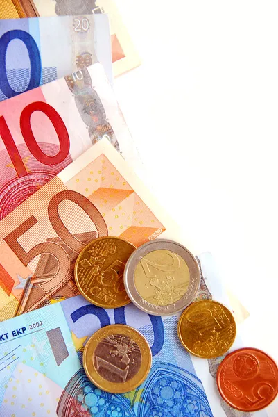 Currency European Union Bills Coins — Stock Photo, Image