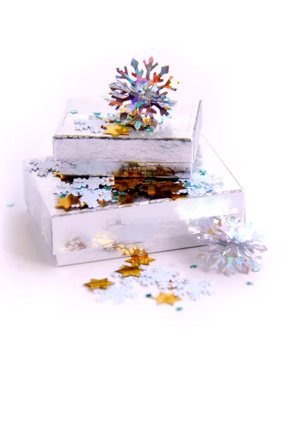Weihnachtsgeschenk Boxen Auf Weißem Hintergrund — Stockfoto