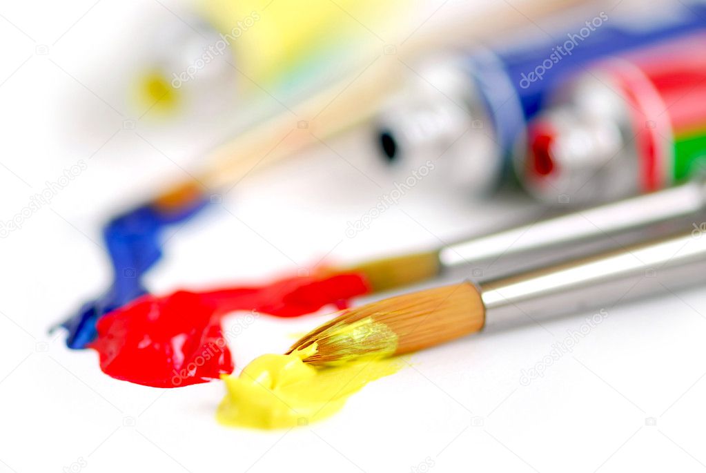 Primary colors paintbrush
