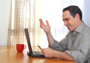 Man with laptop clipart