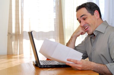 Man with laptop clipart