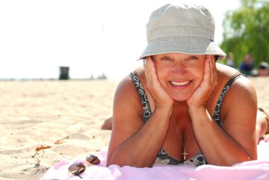 Mature woman beach clipart