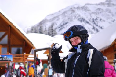 Girl ski resort clipart