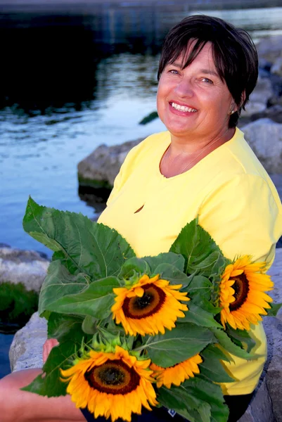 Žena slunečnice — Stock fotografie