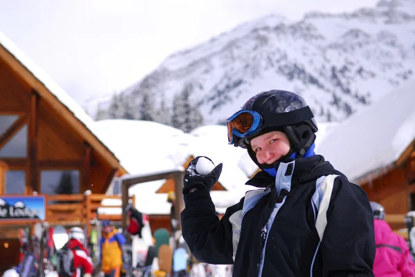Dívka lyžařské středisko — Stock fotografie
