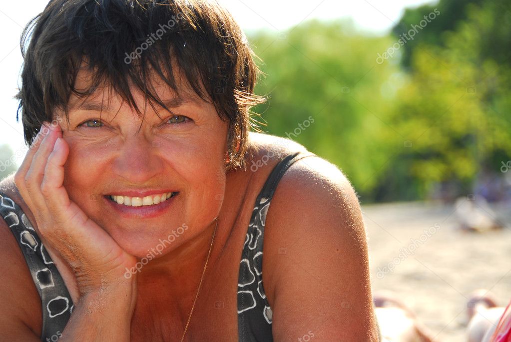 Mature Woman Beach Stock Photo Elenathewise