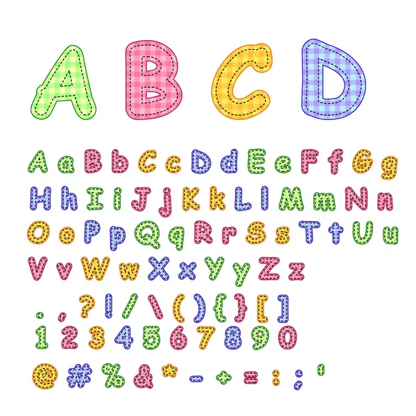 Παιδικά απλικέ ύφασμα γραμματοσειρά — Διανυσματικό Αρχείο