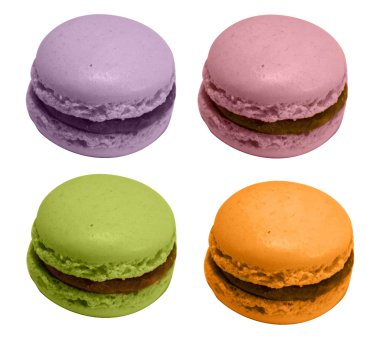 Four french macarons, isolated clipart