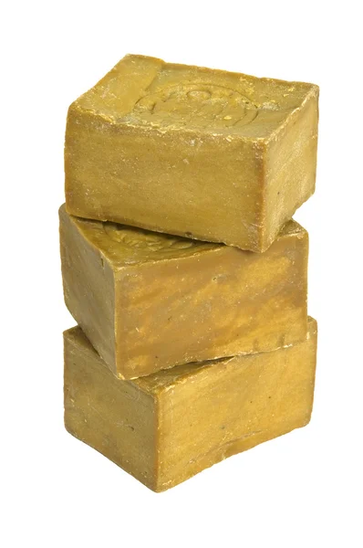 Three laurel soaps, isolated — Stock Photo, Image