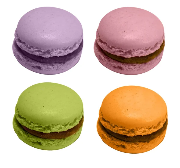 Four french macarons, isolated — Stock Photo, Image