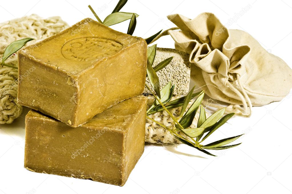 Two laurel soaps , isolated