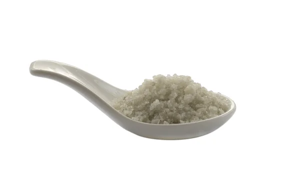 Grey sea salt, hand-harvested, isolated — Stock Photo, Image