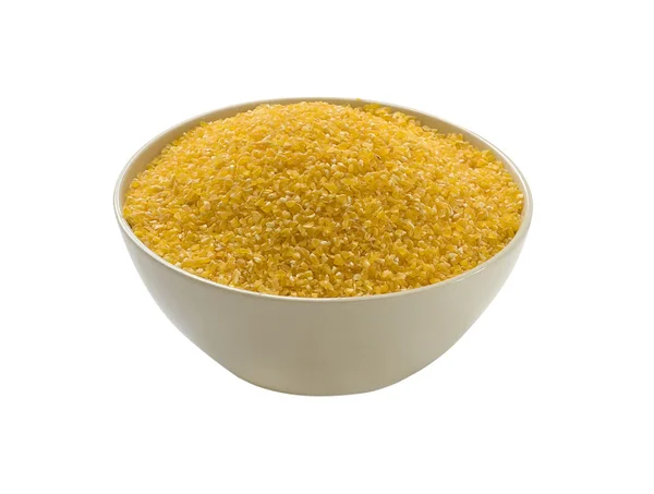Mąki kukurydzianej - glutenu wolne, na białym tle — Zdjęcie stockowe