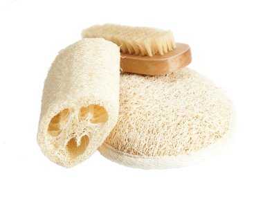 Set of natural luffa sponges, isolated clipart