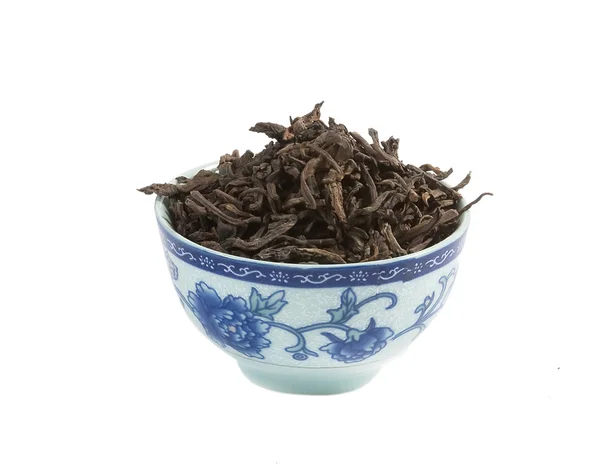 Chá Pu-erh, folha solta, isolado — Fotografia de Stock