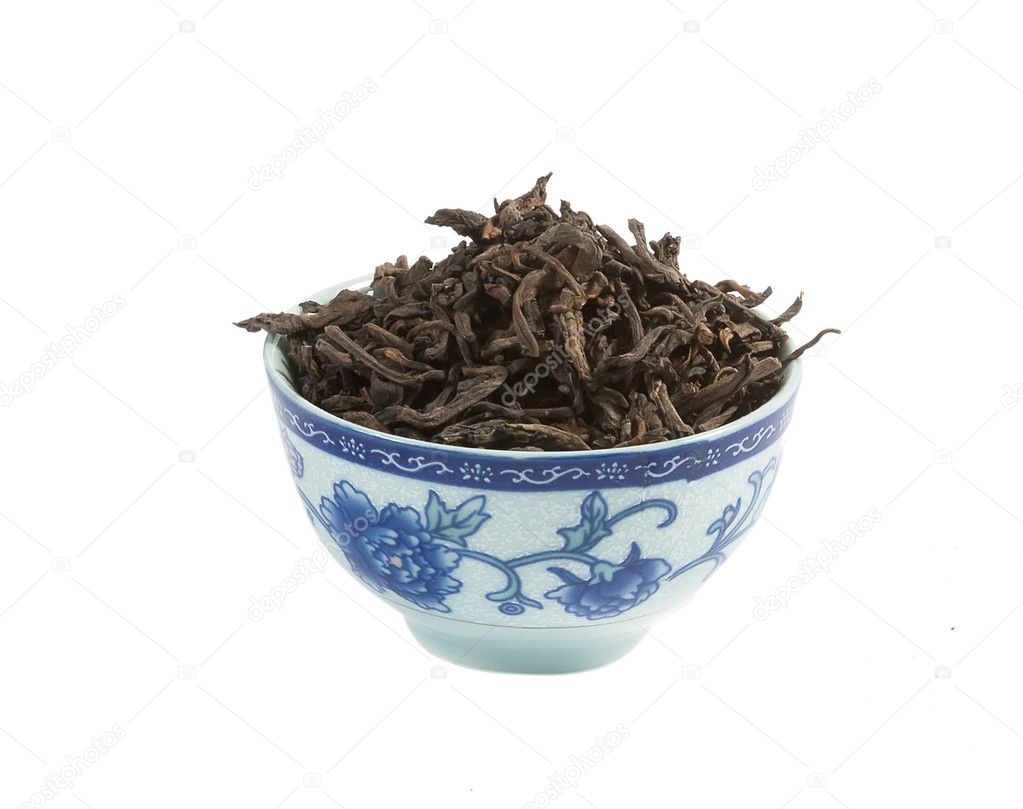 Pu-erh tea, loose leaf, isolated