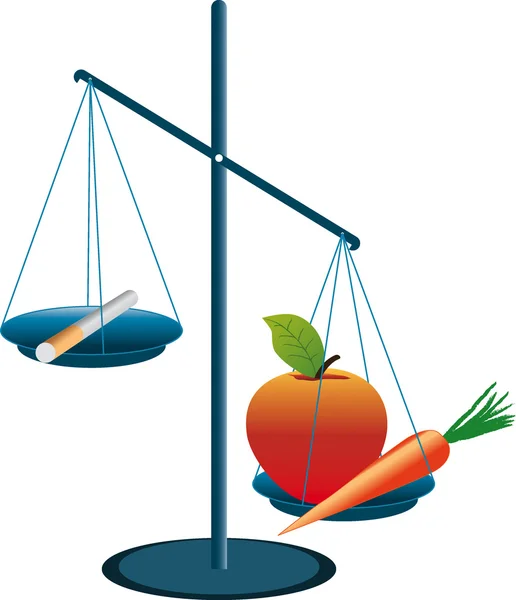 Καρότο και μήλο vs τσιγάρων — Διανυσματικό Αρχείο
