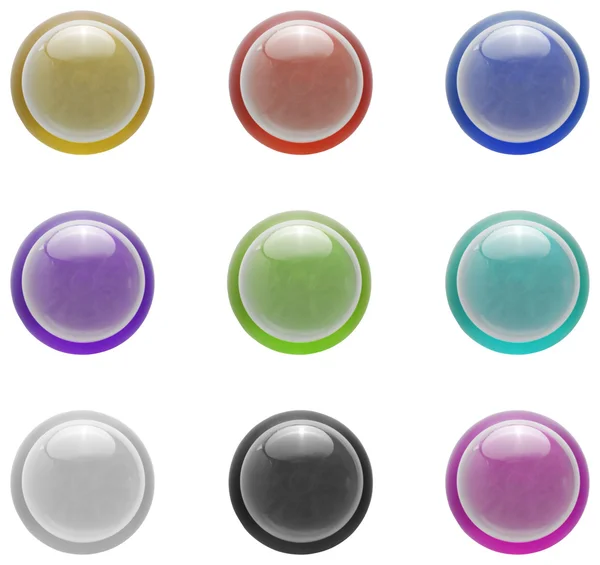 Conjunto de botões de vidro Isolado — Fotografia de Stock