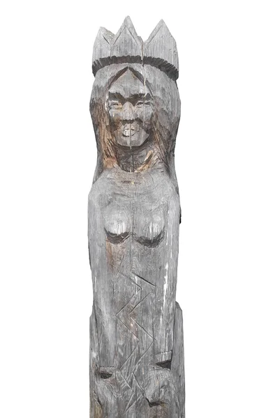 Деревянная женщина с коронной изоляцией — стоковое фото