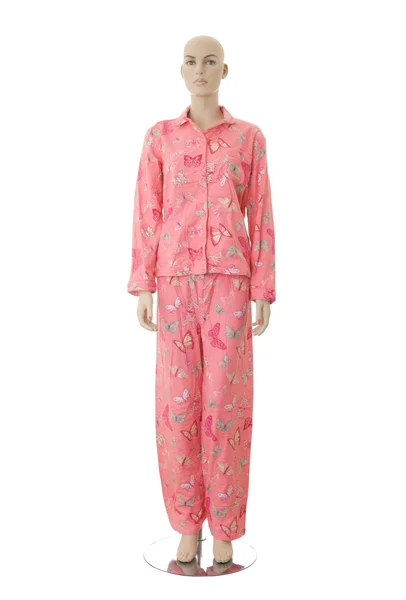 Schaufensterpuppe im Pyjama mit Schmetterlingen | isoliert — Stockfoto
