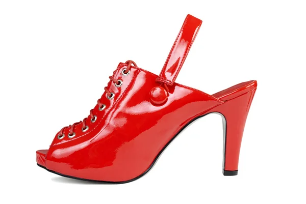 红色的皮革鞋 |分离 — 图库照片