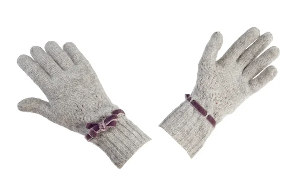 Kobiece rękawice wełniane | Na białym tle — Zdjęcie stockowe