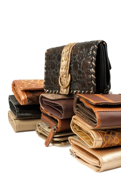 Hromadu peněženky | Izolovaný — Stock fotografie