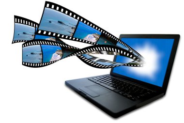 Laptop with filmstrips clipart
