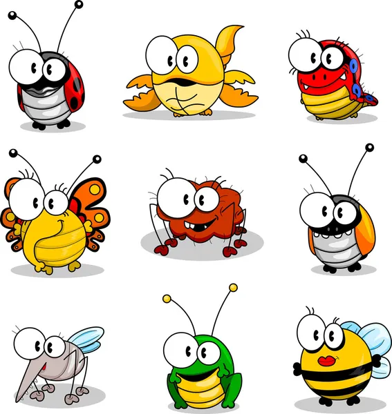 Insectos de dibujos animados — Archivo Imágenes Vectoriales