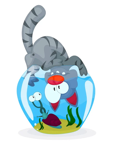 Chat et escargot — Image vectorielle