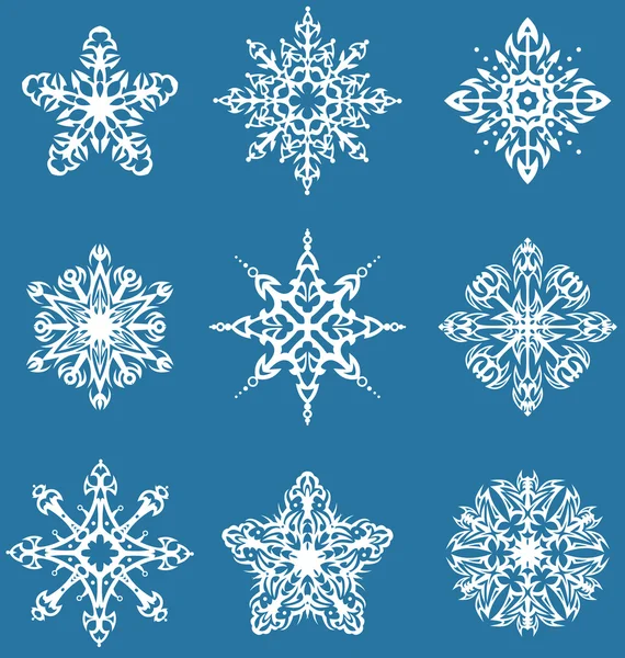 Conjunto de flocos de neve decorativos —  Vetores de Stock