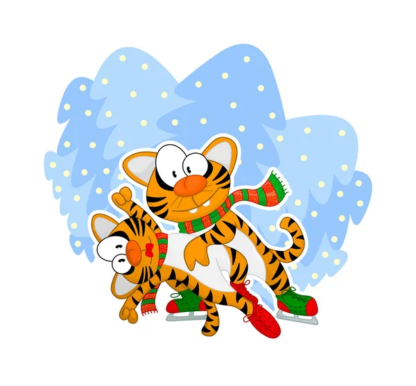 Eiskunstlauf-Tiger — Stockvektor