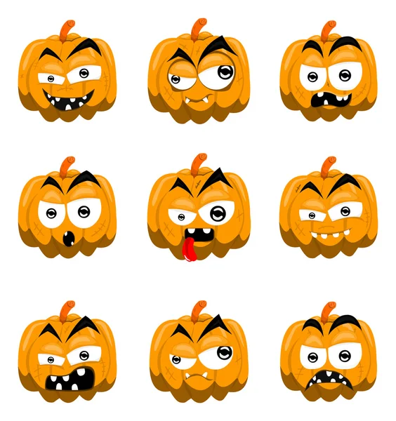 Calabazas de Halloween de dibujos animados — Vector de stock