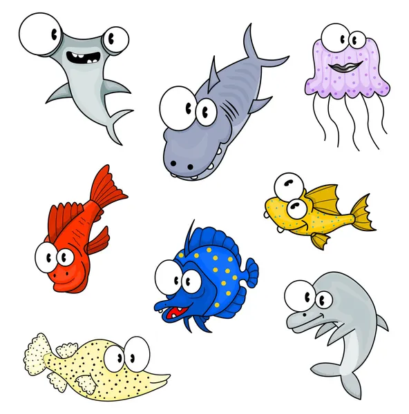 Cartoni animati animali marini — Vettoriale Stock