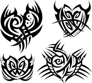 Tribal hearts and shields clipart