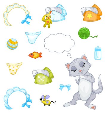 Sleeping kitten (boy) clipart