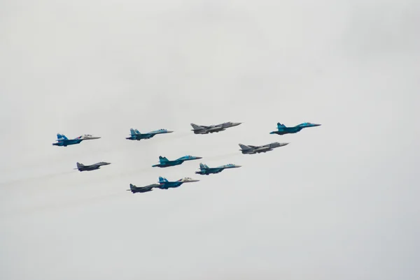 Mixed military jet formation — Stock Photo, Image