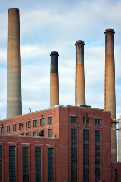 Dirty Factory Smoke Stacks Stock Picture