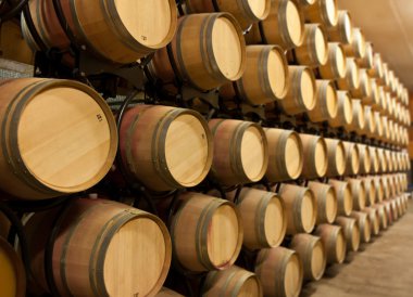 Stack of oak wine barrels clipart