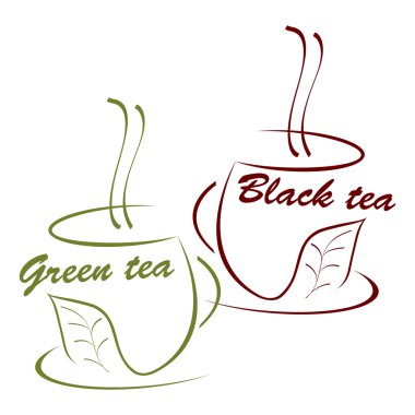 Cup of black and green tea clipart