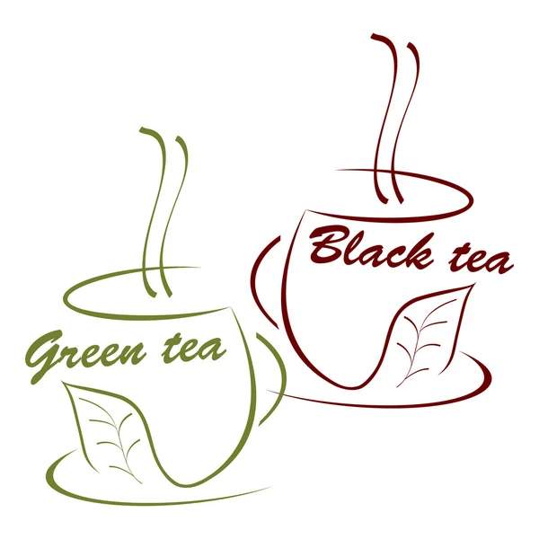 Cup of black and green tea — Stock Vector